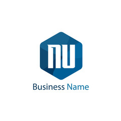 Initial letter NU logo template Design