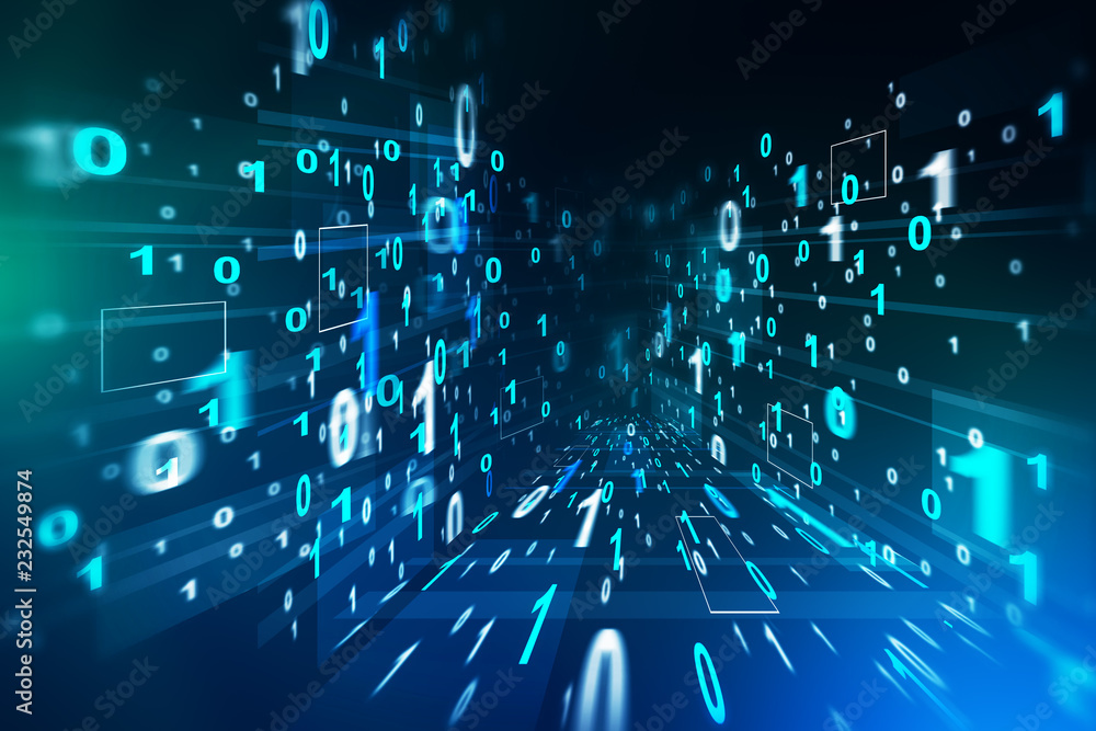 Poster green binary numbers interface