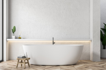 Naklejka na ściany i meble White tub in white bathroom interior