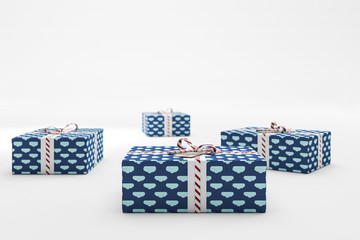 Blue and red gift boxes