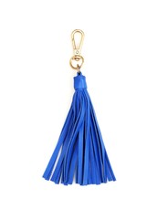 Blue leather tassel isolated on white background for creating graphic concepts