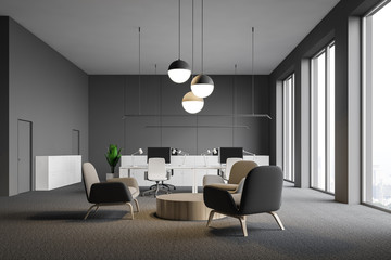 Open space office with lounge area