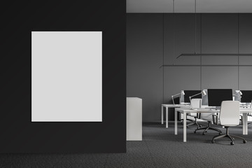 Gray manager office interior, poster