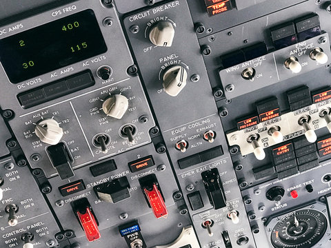 Interior Airplane Cockpit Control Panel