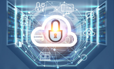 Server room interior, cloud computer