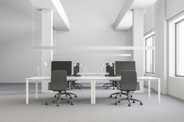 Front view of industrial style office