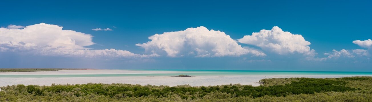 Panoramic View Of Tropical Storm Clouds On The Horizon