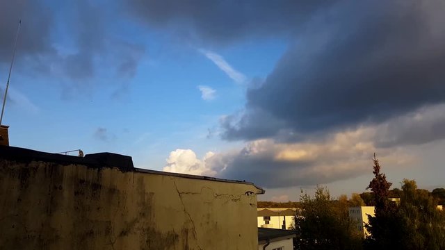 Dusk in a beautiful German City right after a thunderstorm.