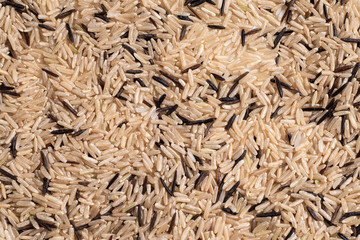 A mixture of wild and unpolished rice texture