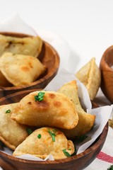 Homemade Potato cheese Pierogi  / Perogies close up