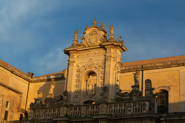 Example of South Italian baroque style, Duomo cathedral church in Lecce on sunset