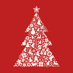 Fototapeta na wymiar Christmas card with colorful tree. Vector.