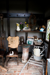 Garden equipment which is stored in the warehouse