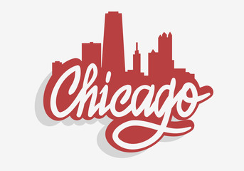 Obraz premium Chicago Illinois Usa Cityscape City Skyline Urban Label Sign Logo for t shirt or sticker Vector Image