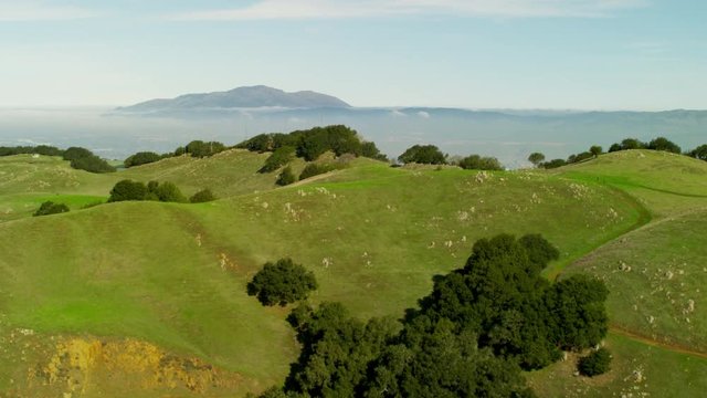 Aerial view overlooking San Ramon and Mt Diablo State Park California