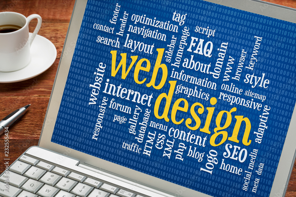 Canvas Prints web design word cloud on laptop screen