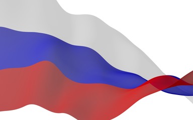 Waving flag of the Russian Federation. The National. State symbol of the Russia. 3D illustration