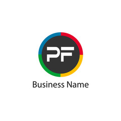 Initial Letter PF Logo Template Design