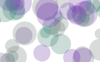 Multicolored translucent circles on a white background. Green tones. 3D illustration