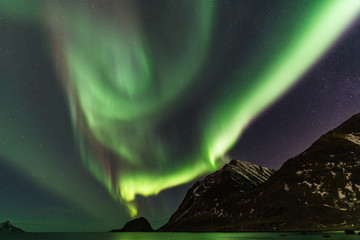 Norway - Lofoten island - aurora Haukland explosion