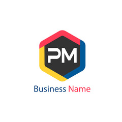 Initial Letter PM Logo Template Design