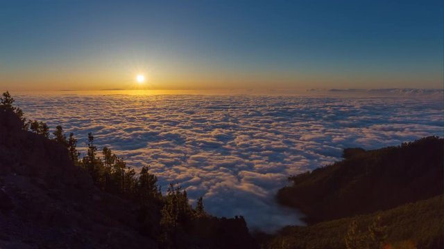 sunset sky tenerife island above the clouds top panorama timelapse4k spain
