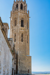 Fototapeta na wymiar View from the entrance courtyard to the old Cathedral of Lleida. Catalonia Spain