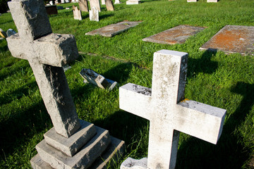 old grave stone crosses