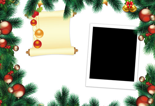 christmas background with photo frame