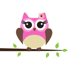 Vector Owls In the Tree Branch