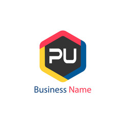 Fototapeta premium Initial Letter PU Logo Template Design