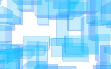 Blue and white abstract digital and technology background. The pattern with repeating rectangles. 3D illustration