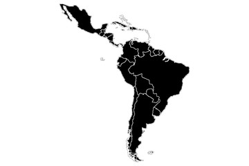 Silueta negra de Latinoamérica.  © Gabrieuskal