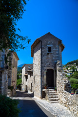 Fototapeta na wymiar Streets and architecture of the medieval village of St Paul de Vence in Provence, France