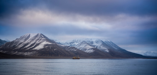 Northern sky and water of Svalbard