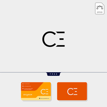 initial CE or EC creative logo template and business card include. vector illustration and logo inspiration