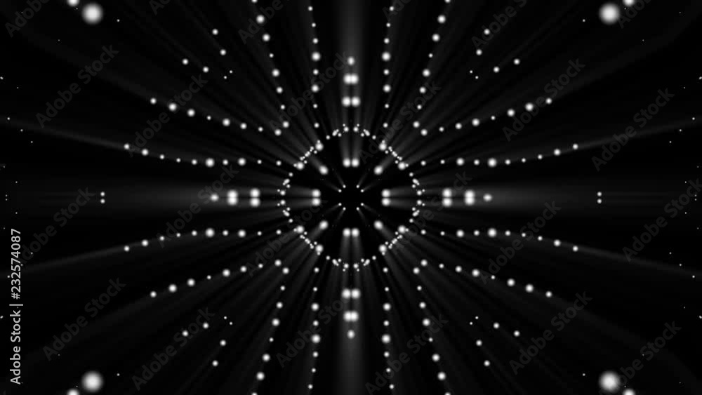 Aufkleber animated kaleidoscope screensaver of white round particles. abstract background. 3d rendering