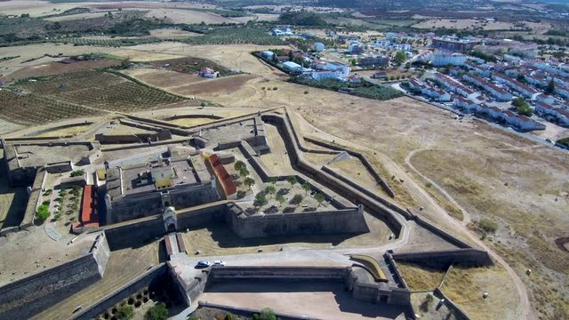 Aerial view in Elvas. Historical city in Portugal. 4k Video