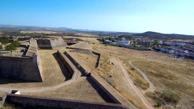 Aerial view in Elvas. Historical city in Portugal. 4k Video