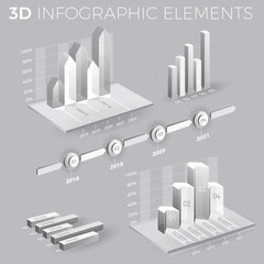 Corporate Infographic Elements In Gray And White