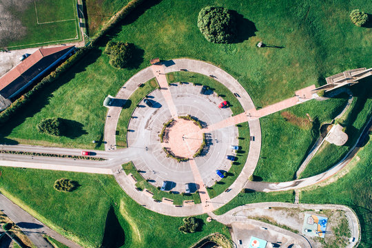 Aerial view of a roundabout