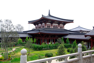 Naklejka premium Buddhism building scenery in Xingguo temple, tangshan city, hebei province, China.