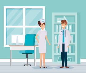 Obraz na płótnie Canvas doctor with nurse in consulting room