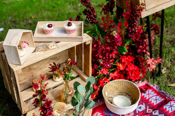 Cake and dessert at an outdoor wedding in China