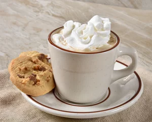 Crédence de cuisine en verre imprimé Chocolat Gourmet hot chocolate with cookies