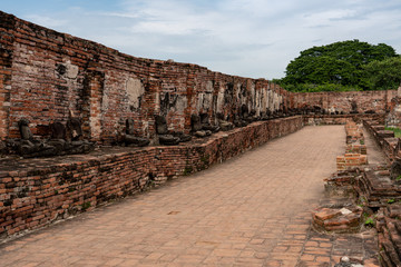 Ruined wall at Wat Phra Mahathat, Ayutthaya histrorical park, Thailand