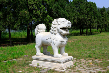 Stone animal landscape architecture in the Eastern Tombs of the Qing Dynasty, China.