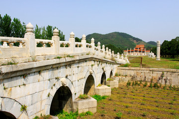 ancient China stone bridge landscape architecture in the Eastern Tombs of the Qing Dynasty, China...