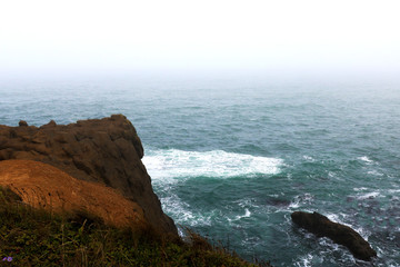View of the Pacific Ocean in a foggy morning, America