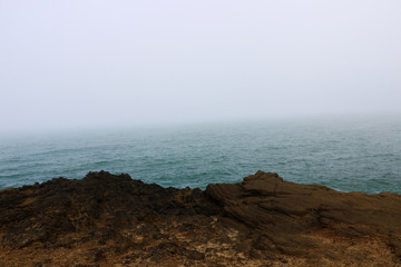 Beautiful Pacific Coast in a foggy morning, California. USA